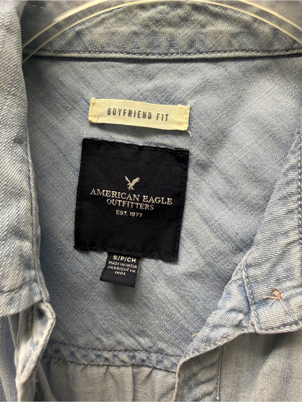 American Eagle Outfitters Light Blue Boyfriend Button-Down Shirt
